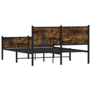 vidaXL füstös tölgy színű fém ágykeret matrac nélkül 140 x 190 cm