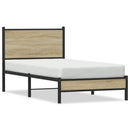 vidaXL sonoma tölgy színű fém ágykeret matrac nélkül 90 x 190 cm