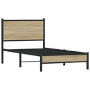 vidaXL sonoma tölgy színű fém ágykeret matrac nélkül 90 x 200 cm