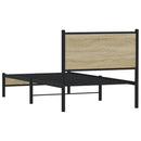 vidaXL sonoma tölgy színű fém ágykeret matrac nélkül 90 x 200 cm
