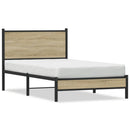 vidaXL sonoma tölgy színű fém ágykeret matrac nélkül 100 x 190 cm