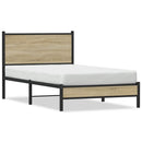 vidaXL sonoma tölgy színű fém ágykeret matrac nélkül 107 x 203 cm