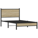 vidaXL sonoma tölgy színű fém ágykeret matrac nélkül 107 x 203 cm