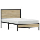 vidaXL sonoma tölgy színű fém ágykeret matrac nélkül 107 x 203 cm
