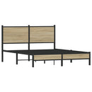 vidaXL sonoma tölgy színű fém ágykeret matrac nélkül 137 x 190 cm