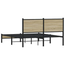 vidaXL sonoma tölgy színű fém ágykeret matrac nélkül 137 x 190 cm