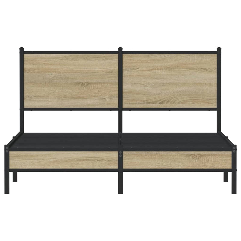 vidaXL sonoma tölgy színű fém ágykeret matrac nélkül 140 x 200 cm