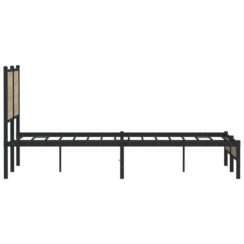 vidaXL sonoma tölgy színű fém ágykeret matrac nélkül 140 x 200 cm