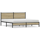vidaXL sonoma tölgyszínű fém ágykeret matrac nélkül 160 x 200 cm