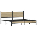 vidaXL sonoma tölgyszínű fém ágykeret matrac nélkül 160 x 200 cm