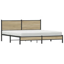 vidaXL sonoma tölgyszínű fém ágykeret matrac nélkül 160 x 200 cm