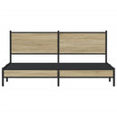 vidaXL sonoma tölgyszínű fém ágykeret matrac nélkül 160 x 200 cm