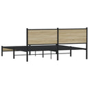 vidaXL sonoma tölgyszínű fém ágykeret matrac nélkül 160 x 200 cm