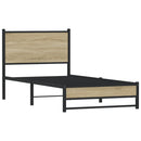 vidaXL sonoma tölgy színű fém ágykeret matrac nélkül 75 x 190 cm
