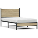 vidaXL sonoma tölgy színű fém ágykeret matrac nélkül 100 x 190 cm