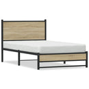 vidaXL sonoma tölgy színű fém ágykeret matrac nélkül 100 x 200 cm