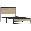 vidaXL sonoma tölgy színű fém ágykeret matrac nélkül 107 x 203 cm
