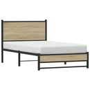 vidaXL sonoma tölgy színű fém ágykeret matrac nélkül 107 x 203 cm