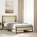 vidaXL sonoma tölgy színű fém ágykeret matrac nélkül 107 x 203 cm