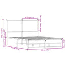 vidaXL sonoma tölgy színű fém ágykeret matrac nélkül 120 x 190 cm