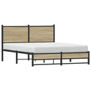 vidaXL sonoma tölgy színű fém ágykeret matrac nélkül 150 x 200 cm