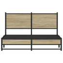 vidaXL sonoma tölgy színű fém ágykeret matrac nélkül 150 x 200 cm