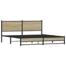 vidaXL sonoma tölgyszínű fém ágykeret matrac nélkül 160 x 200 cm