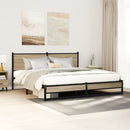 vidaXL sonoma tölgyszínű fém ágykeret matrac nélkül 160 x 200 cm