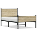 vidaXL sonoma tölgy színű fém ágykeret matrac nélkül 75 x 190 cm