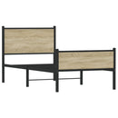 vidaXL sonoma tölgy színű fém ágykeret matrac nélkül 90 x 190 cm