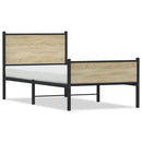 vidaXL sonoma tölgy színű fém ágykeret matrac nélkül 90 x 200 cm
