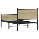 vidaXL sonoma tölgy színű fém ágykeret matrac nélkül 100 x 190 cm