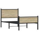vidaXL sonoma tölgy színű fém ágykeret matrac nélkül 100 x 200 cm
