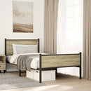 vidaXL sonoma tölgy színű fém ágykeret matrac nélkül 107 x 203 cm