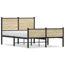 vidaXL sonoma tölgy színű fém ágykeret matrac nélkül 120 x 190 cm