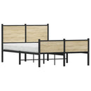 vidaXL sonoma tölgy színű fém ágykeret matrac nélkül 120 x 190 cm