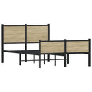 vidaXL sonoma tölgy színű fém ágykeret matrac nélkül 120 x 200 cm