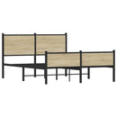 vidaXL sonoma tölgy színű fém ágykeret matrac nélkül 137 x 190 cm