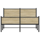 vidaXL sonoma tölgy színű fém ágykeret matrac nélkül 137 x 190 cm