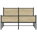 vidaXL sonoma tölgy színű fém ágykeret matrac nélkül 140 x 190 cm