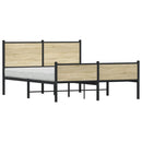 vidaXL sonoma tölgy színű fém ágykeret matrac nélkül 140 x 200 cm