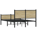 vidaXL sonoma tölgy színű fém ágykeret matrac nélkül 140 x 200 cm