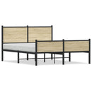 vidaXL sonoma tölgy színű fém ágykeret matrac nélkül 140 x 200 cm