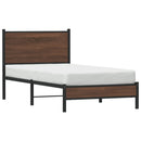 vidaXL barna tölgy színű fém ágykeret matrac nélkül 75 x 190 cm