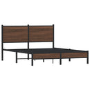 vidaXL barna tölgy színű fém ágykeret matrac nélkül 137 x 190 cm