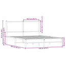 vidaXL barna tölgy színű fém ágykeret matrac nélkül 140 x 200 cm
