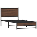 vidaXL barna tölgy színű fém ágykeret matrac nélkül 75 x 190 cm