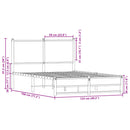 vidaXL barna tölgy színű fém ágykeret matrac nélkül 120 x 190 cm