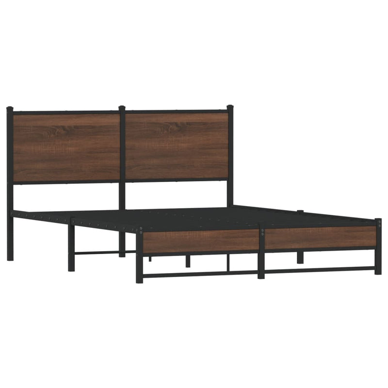 vidaXL barna tölgy színű fém ágykeret matrac nélkül 140 x 200 cm