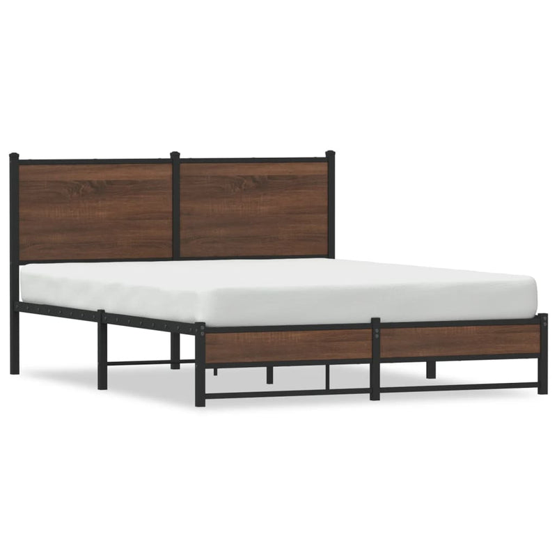 vidaXL barna tölgy színű fém ágykeret matrac nélkül 140 x 200 cm
